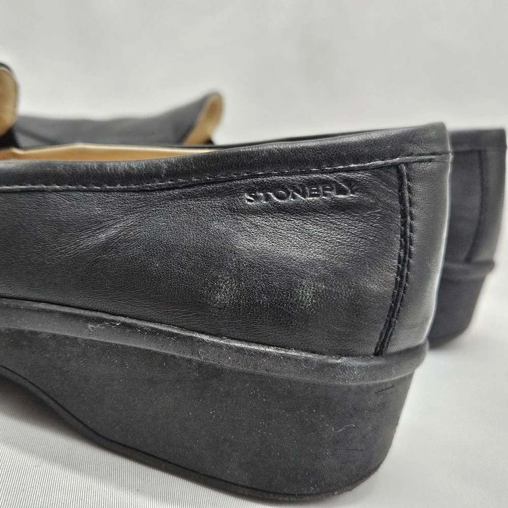 Stonefly Womens Shoes Size 39 US 8 Comfort Slip On Loafers Leather‎ Black